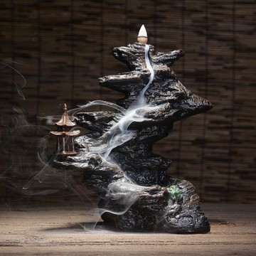 高山流水觀賞流云倒流香爐 檀香沉香爐居室客廳茶道創意擺件禮品