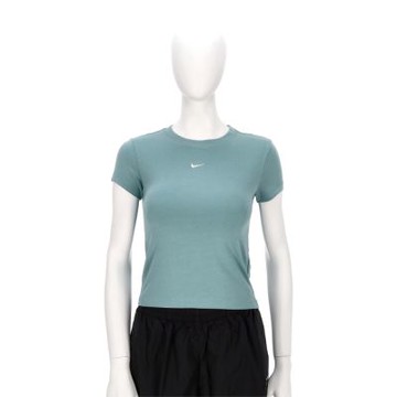 Nike As W Nsw Nk Chll Knt Md Crp 女款 藍綠色 修身 訓練 短袖 FV5509-018