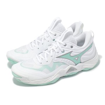 Mizuno 排球鞋 Wave Momentum Elite 男鞋 女鞋 白 綠 緩衝 支撐 室內運動 美津濃 V1GC2512-45