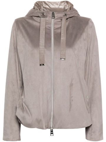 Herno - suede-effect padded jacket - women - Spandex/Elastane/Polyester/Polyamide/Polyester - 44 - Grey