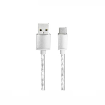 KINYO USBType-C極速充電傳輸編織線_銀 USB-C2