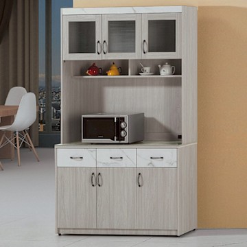 文創集 曼奇4.1尺岩板三抽高餐櫃組合-121x40x202cm免組