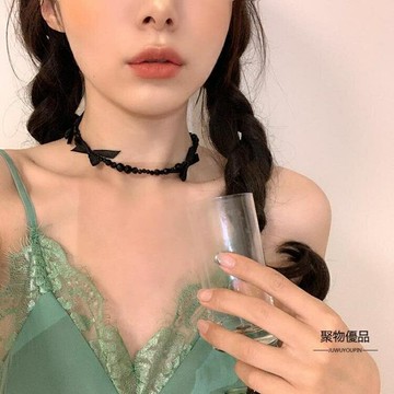 夏季甜酷蝴蝶結項錬女頸錬鎖骨錬【聚物優品】