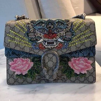 Gucci限量水晶及蛇皮拼接酒神包 4033489 Dionysus