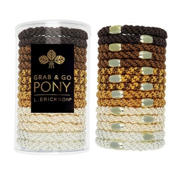 L. Erickson 彈力髮圈-Leather 金釦粗款髮圈 桶裝15入 不咬髮 名牌髮圈【南風百貨】