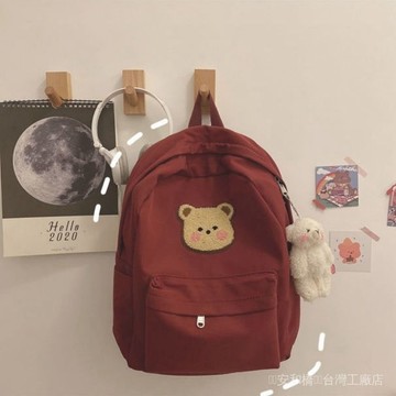 台灣發貨✅韓國ins可愛卡通小熊古著感雙肩包日係原宿少女書包chic軟妹背包 E 1 V H