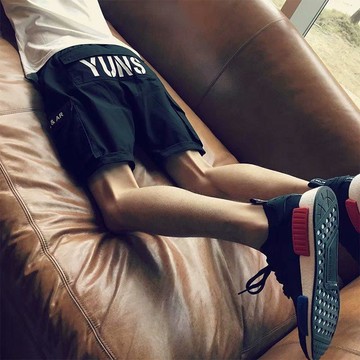 工裝潮流~夏季男士寬鬆工裝短褲潮流男生休閒五分褲運動印花七分褲子夏天 男生短褲 休閒五分褲 中褲 時尚 寬鬆 百搭短褲