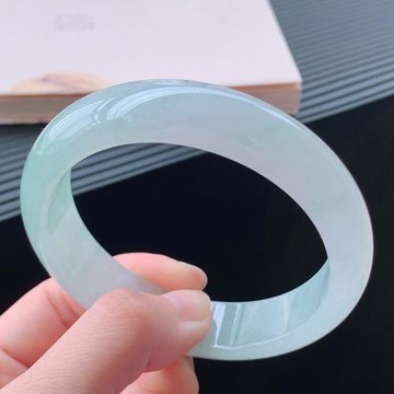 翡翠手鐲冰種單色水潤寬版正圈貴妃細條圓鐲天然手鏈白月光玉鐲子