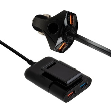 車用4孔充電器 【C004】 前後座車充 QC3.0 快充 車充 充電器 車用充電器 點煙器 USB充電器 車充延長線 點煙器擴充座 汽車用品