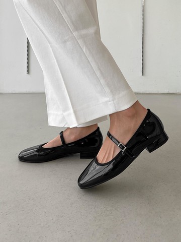 Charlotte Enamel Mary Jane Flat Shoes (2cm)