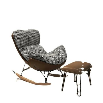 懶人沙發客廳臥室千鳥格搖搖椅大人躺椅家用逍遙椅陽臺單人休閑椅【0113103DD】