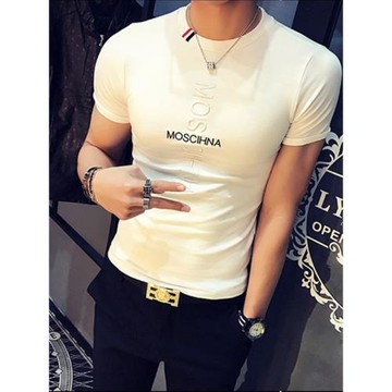 短袖t恤男修身圓領字母2025年網紅潮牌流行休閑潮流夏季半袖體桖