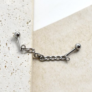 男生耳環 寬鍊條鋼製雙耳針【ND841】