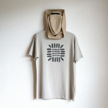 有機棉【短袖/長袖】「sunflower (炭灰色×燕麥色) T 恤