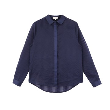 C JEAN 透視直條提花襯衫