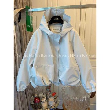 連帽登山防風沖鋒衣短外套女2025春秋季新款歐貨工裝休閑夾克上衣