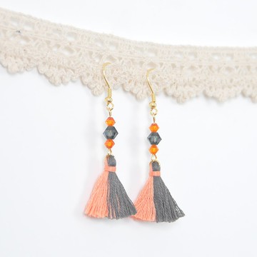 雙色流蘇。捷克水晶。耳環 Two Colorway Tassel。Crystal。Earring