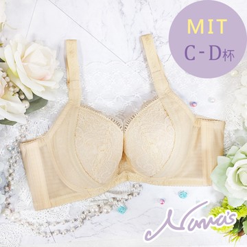 【露娜斯】純色夢境。C-D杯 涼感集中月牙托提高脅邊防副乳大罩杯機能內衣【膚】台灣製 U6182