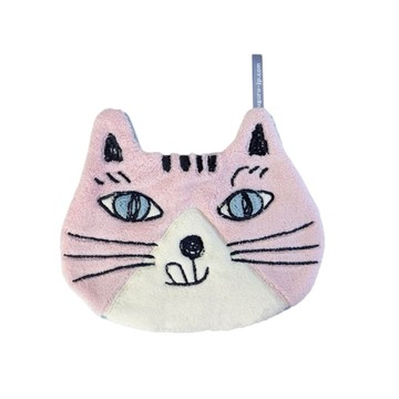 日本 KUSUGURU 貓咪大頭造型擦手巾-粉 約20x24.5cm (JN809-077 31-00 )