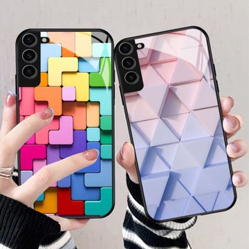 適用三星S23ultra手機殼samsungs22十新款galaxys21系列S20/note20玻璃積木新款鏡面保護套女士時尚超火超薄