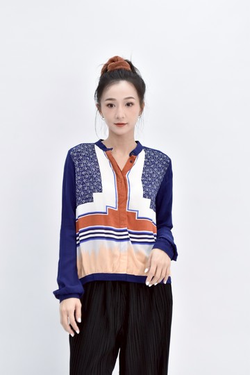 (M) levis暗扣印花藍色襯衫上衣