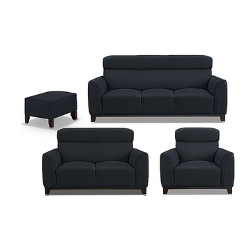 ASSARI-善太郎1+2+3人座貓抓皮沙發(含腳椅)藏青