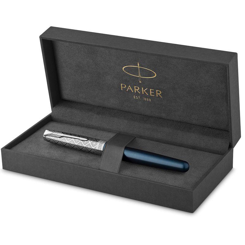 PARKER パーカー公式 ソネット プレミアム 万年筆 M 中字 高級 ブランド ギフト ペン先 18金 メタルブルーCT 211974