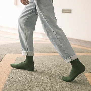 堆堆襪韓國純色男士襪子男中筒襪常規款四季純棉襪潮男式個性長襪