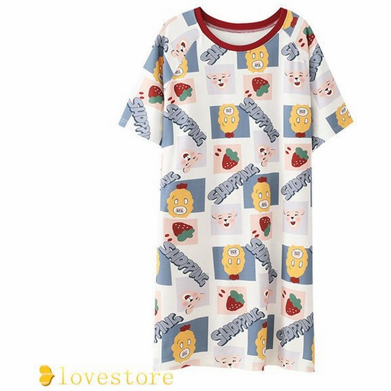 ルームウェア ワンピース レディース 部屋着 半袖 夏 ネグリジェ 寝巻き Tシャツ ワンピース パジャマ 女子 ロングスリップ 滑かな 通販 Lineポイント最大0 5 Get Lineショッピング
