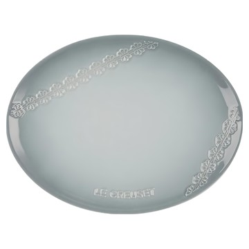 LE CREUSET 蕾絲花恬系列瓷器 橢圓盤 27cm  27.2 x 20.5 x 2.2cm  1個  海洋之花 藍色
