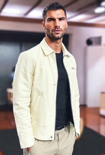 【PatrZiv Leathers程醫師同款】雪珀白真皮翻領皮衣(另有赤曜紅)