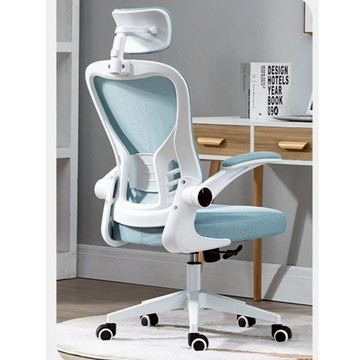 MGSHOP 馬卡龍色系人體工學椅電腦椅(書桌椅 升降椅 辦公椅)-白框藍網