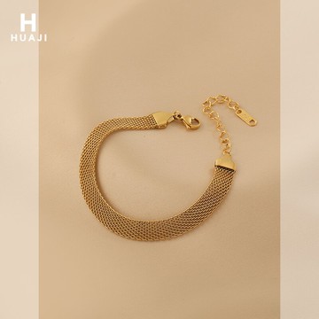 花跡金色手鏈女歐美復古小眾設計感金屬手鐲冷淡風時尚個性手飾夏