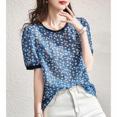 Tシャツ レディース 40代 春夏新作 オシャレブラウス 花柄 半袖トップス 透かし彫り レションtシャツ 大人 通勤 韓国風 30代 50代 通販 Lineポイント最大get Lineショッピング