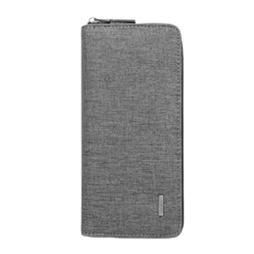 KAKA 男用長夾錢包 牛津布 鋼材拉鍊 8卡位 2大鈔位 手機位 拉鍊袋  寬21cm x 厚2.5cm x 高10cm  寬21cm x 厚2.5cm x 高10m  灰色