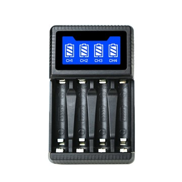 其他電池/充電器 LCD智慧型四槽USB電池充電器 可充3號4號充電電池 可獨立充電