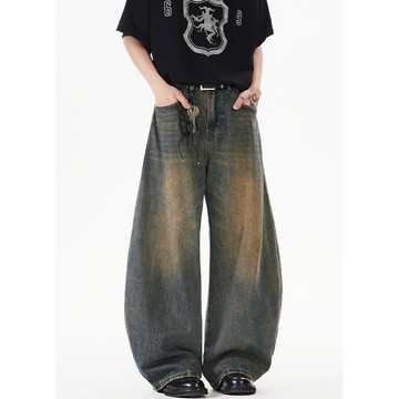 【Ms】彎刀牛仔褲 韓版 Clean Fit 美式復古 鐵鏽色 牛仔彎刀褲 水洗 復古長褲 牛仔褲 彎刀褲 長褲 牛仔