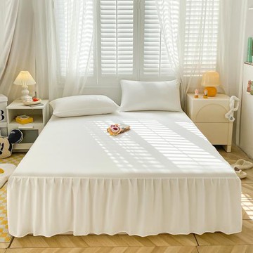 夏季床裙式床罩單件床套保護罩落地荷葉裙花邊包圍床單床笠防塵套