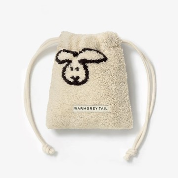 韓國 WARMGREY TAIL 毛巾收納束口袋 奶油兔