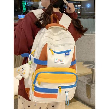 書包女韓版撞色大容量初中生背包ins校園清新高中生大學生雙肩包