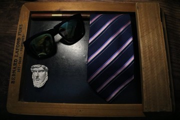 藍色真絲玫紅條紋領帶紳士正裝商務領帶