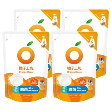 Orange House 橘子工坊 溫和除菌洗碗精補充包  500ml  4包