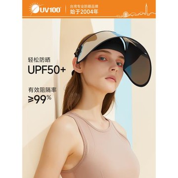 臺灣UV100遮陽帽女款防紫外線夏季新款護臉防曬帽透氣空頂帽22429