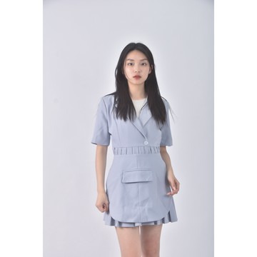 (S) elire韓牌氣質藍色綁帶洋裝二手衣