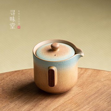 雅致陶器茶壺手抓壺｜復古窯變粗陶雙耳中式家用漸變陶瓷功夫茶具