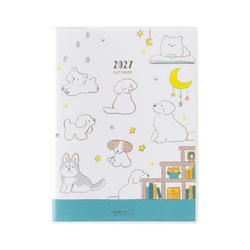 MIDORI 《2027 Pocket Diary 手帳 - 小狗》A6 雙週曆