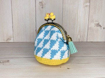 幾何圖形 復古風格 小鴨親親口金 編織包