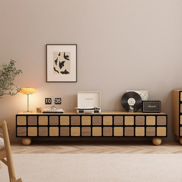 免運/公司貨 電視櫃 原木電視櫃 實木電視櫃 斗櫃 櫃子 新款全實木電視柜邊柜組合原木風拼色簡約家用電視柜茶幾落地大氣 可開發票 全館五折 工廠現貨直銷 新品特價 z10234