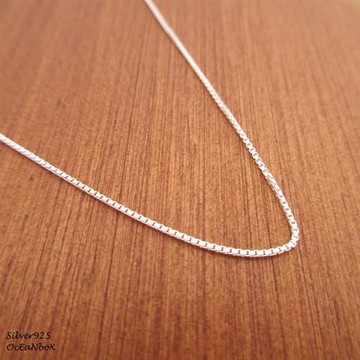 【海洋盒子】40cm-16吋質感極細方格鍊.義大利925純銀單鍊子