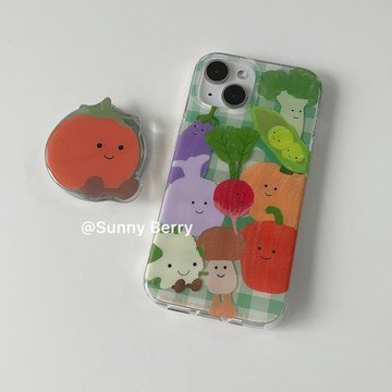 向日的漿果ins風小眾創意可愛卡通笑臉蔬菜番茄磁吸支架適用蘋果16proMax手機殼iphone15pro/14/13保護套防摔